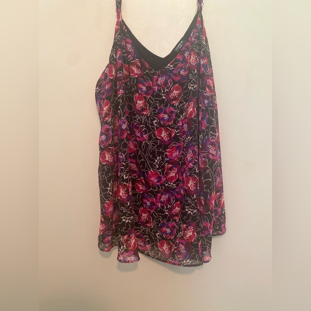 Torrid Floral Blouse in Black and Pink